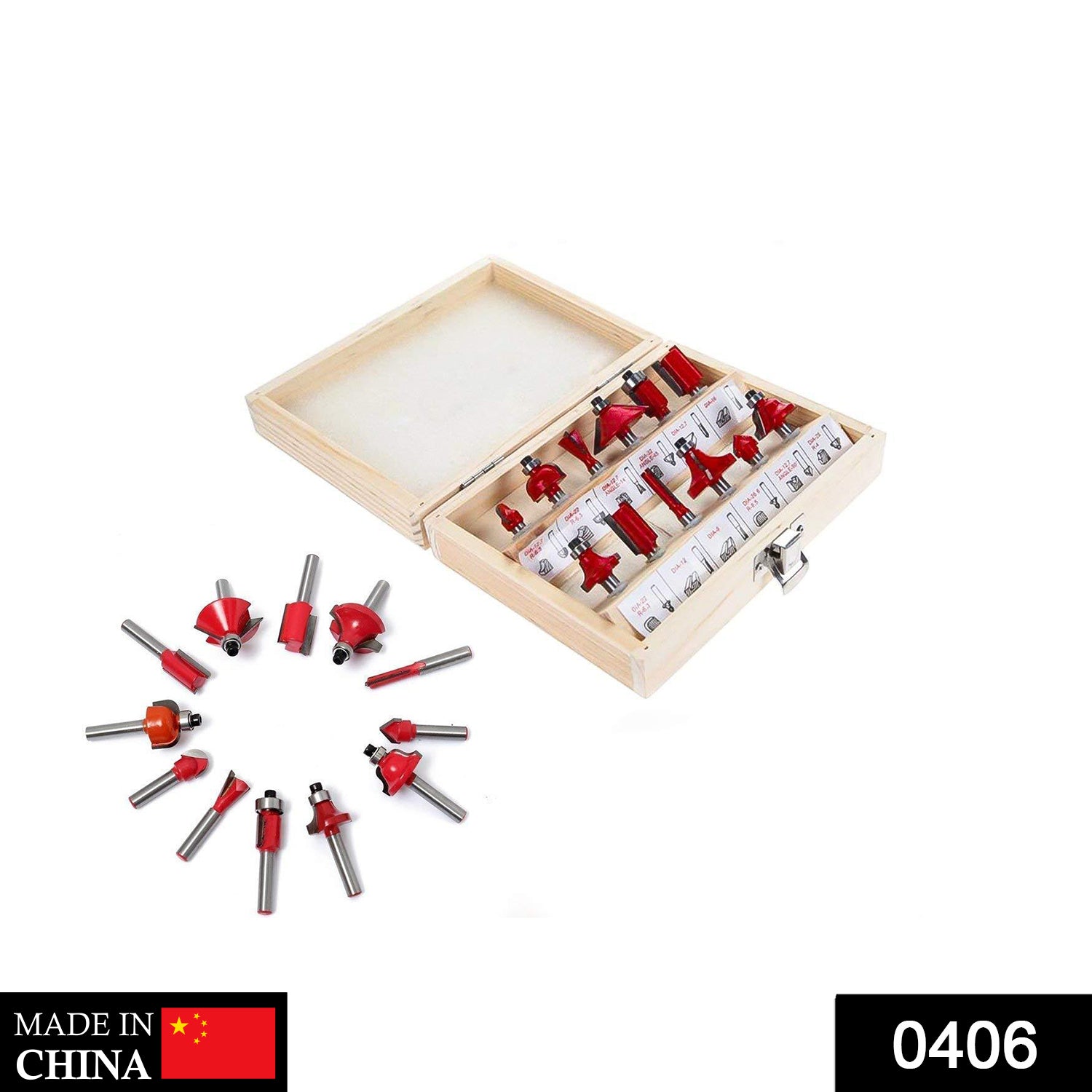 0406 -12 / 15pcs Milling Cutter Router Bit Set 0406 -12 / 15pcs Milling Cutter Router Bit Set